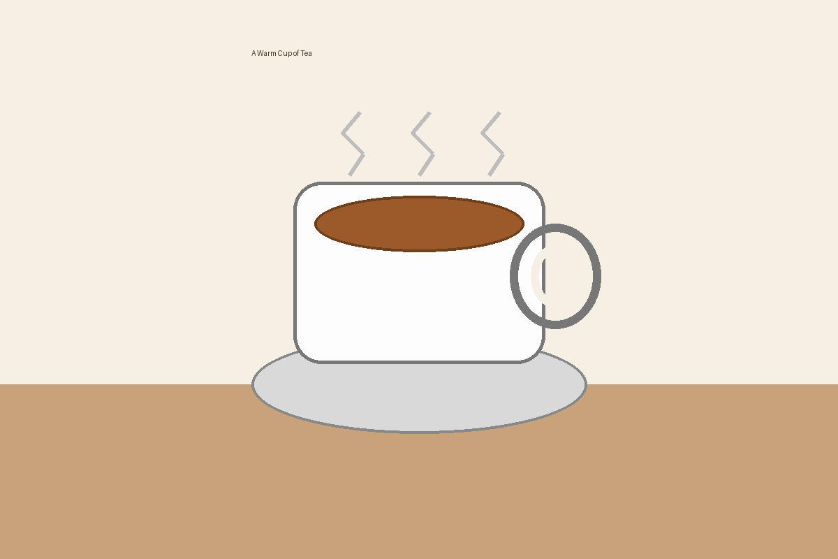 Illustration of a warm cup of tea on a table